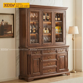 Tủ Rượu Gỗ Óc Chó Phong Cách Châu Âu Tân Cổ Điển Sang Trọng