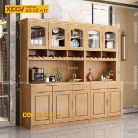Tủ Rượu Khung Veneer Sồi Pano Cánh Mở Có Kệ Rượu Vang
