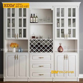 Tủ Trang Trí Rượu Màu Trắng Sơn Kiểu Âu Đẹp