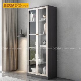 Tủ Sách Lưu Trữ Gỗ MDF Phối Hợp Giữa Cánh Kính Và Ngăn Kéo