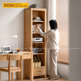 Tủ Sách Tối Giản Gỗ Sồi Cấu Trúc Kệ Mở Đường Nét Tinh Giản