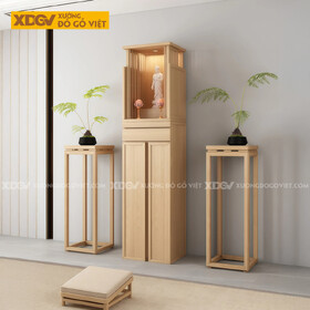 Tủ Thờ Đứng Đón Tài Lộc Gỗ Sồi Dáng Cao Chân Bệt Lưu Trữ Lớn