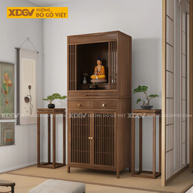 Tủ Thờ Gỗ Óc Chó Tủ Nan Thoáng Khí Kèm Ngăn Kéo Lưu Trữ Lớn
